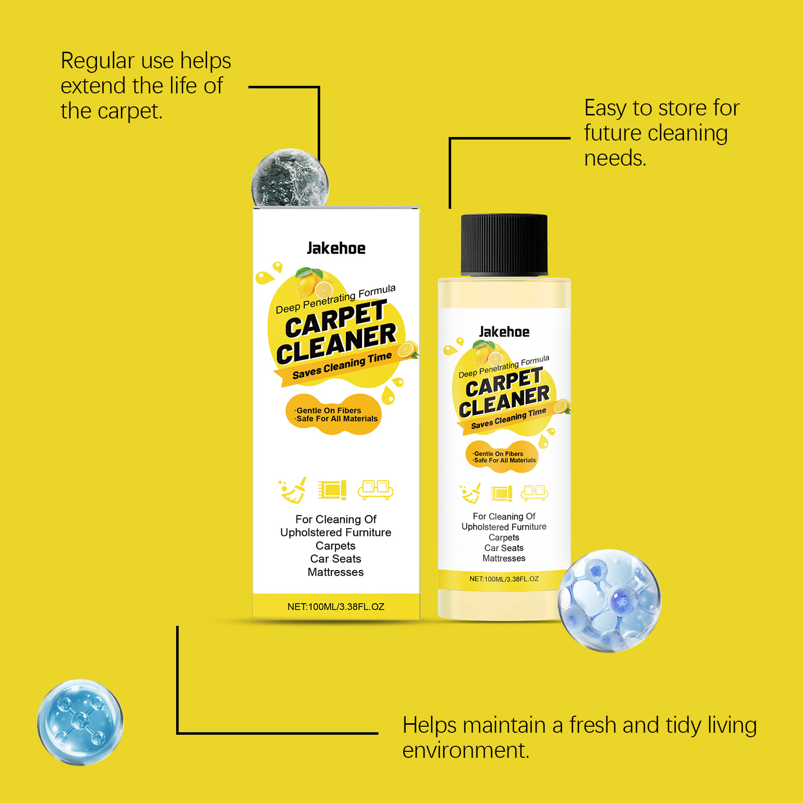 Jakehoe Carpet Cleaner, Special Carpet Cleaning Stain, Daily Gentle Blanket Protection, Suitable for a Variety of Materials