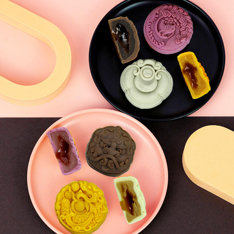 Cantonese-Style Mooncakes, Custard Peach Mountain Skin, Gifts for Employees, Mid-Autumn Festival Pastries, Bulk Manufacturers, Wholesale Two-Color