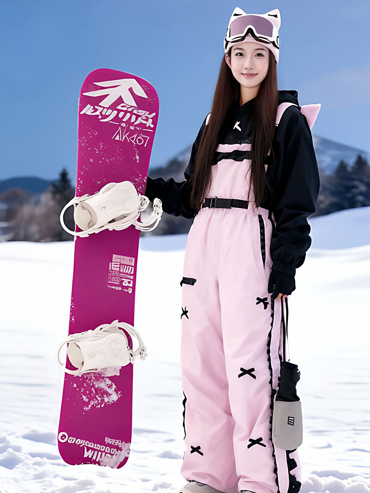 Fuyan Pink Sweetheart Ski Suit Women's 2025 Autumn and Winter New Outdoor Super Nice Bow Design Snow Suit
