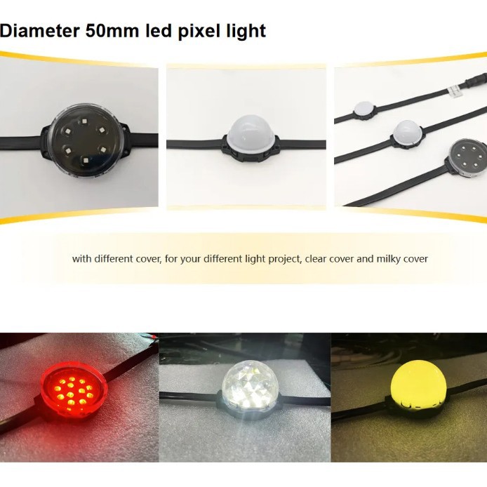 Dmx512 Point Light Source 5cm Outdoor Waterproof Multicolor Running Light String Rgbw Fantasy Eaves Pixel Light Customization
