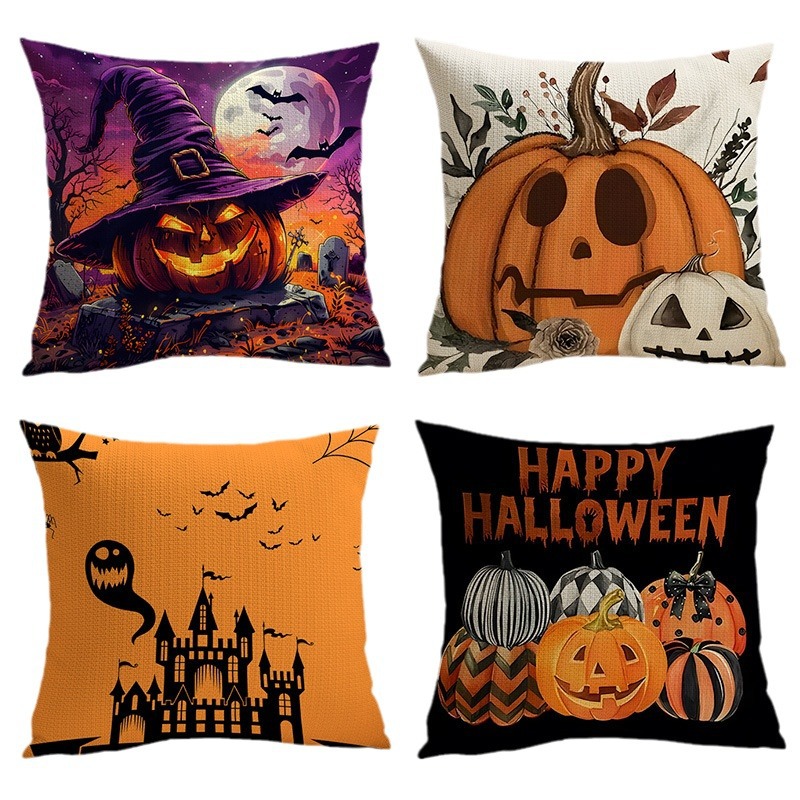 Cross-border Halloween pillow temu explosion linen plush square pillowcase comfortable pillow Amazon wholesale waist