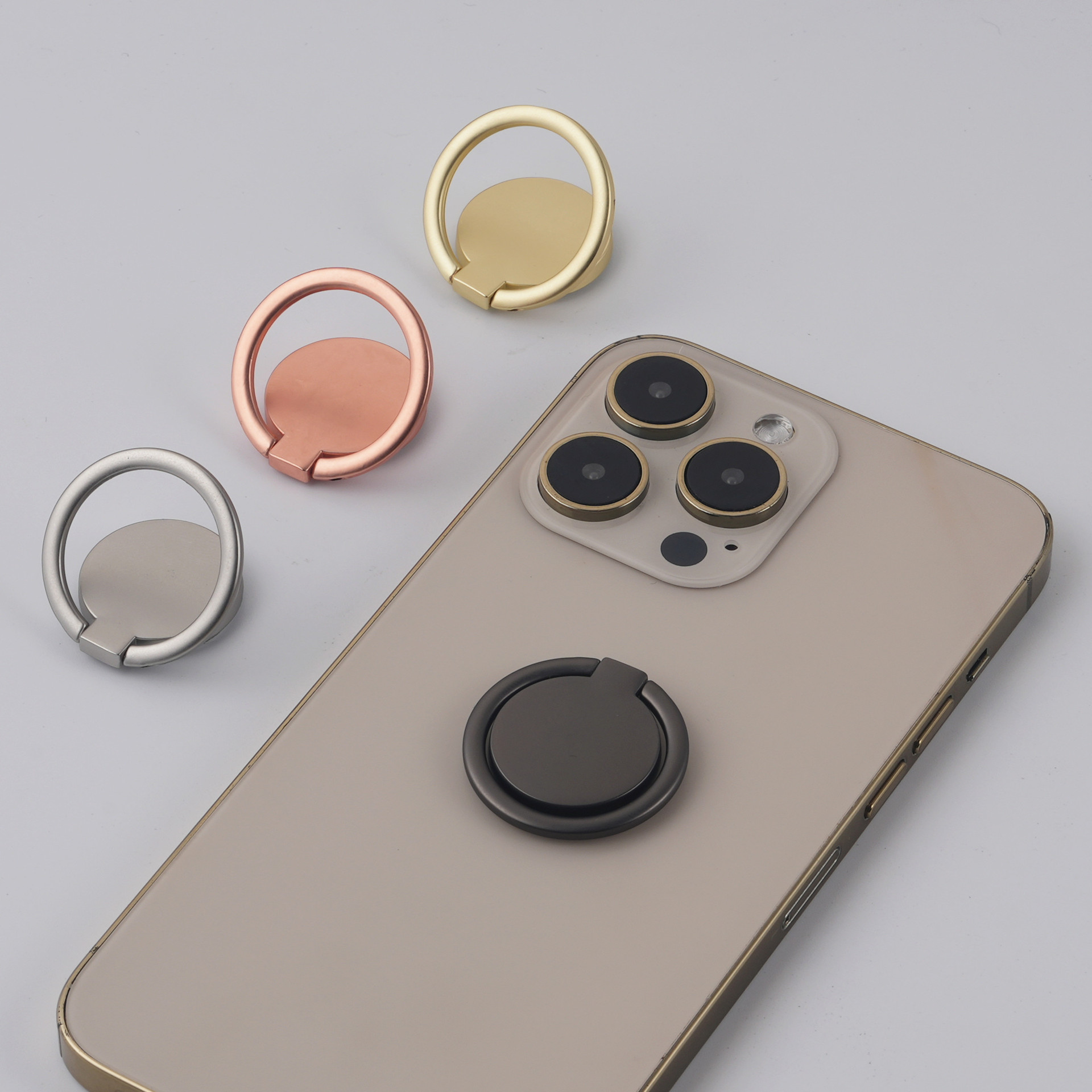 Round metal ring bracket 360 ° rotating support buckle mobile phone ring folding back sticker fixed logo factory direct supply