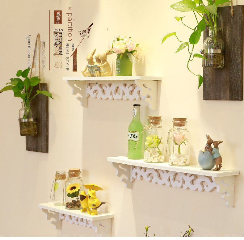 PVC wall shelf non-perforated laminate wall hanging wall shelf TV wall decoration one-word partition board