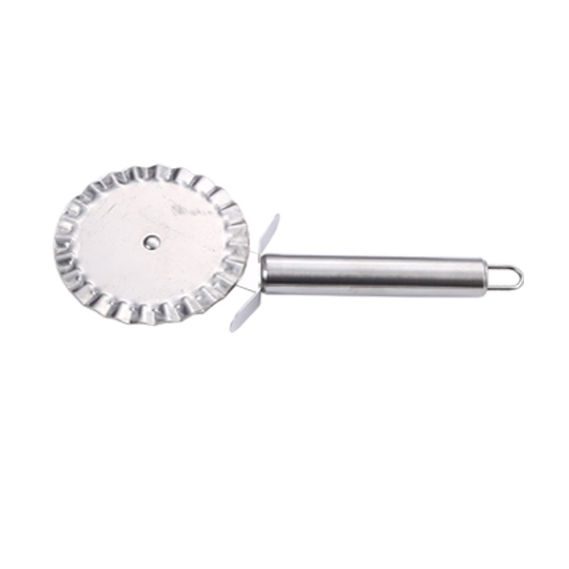Creative Kitchen Baking Tools Stainless Steel Single Wheel Pizza Cutter Round Tube Handle Double Wheel Lace Pizza Wheel Knife