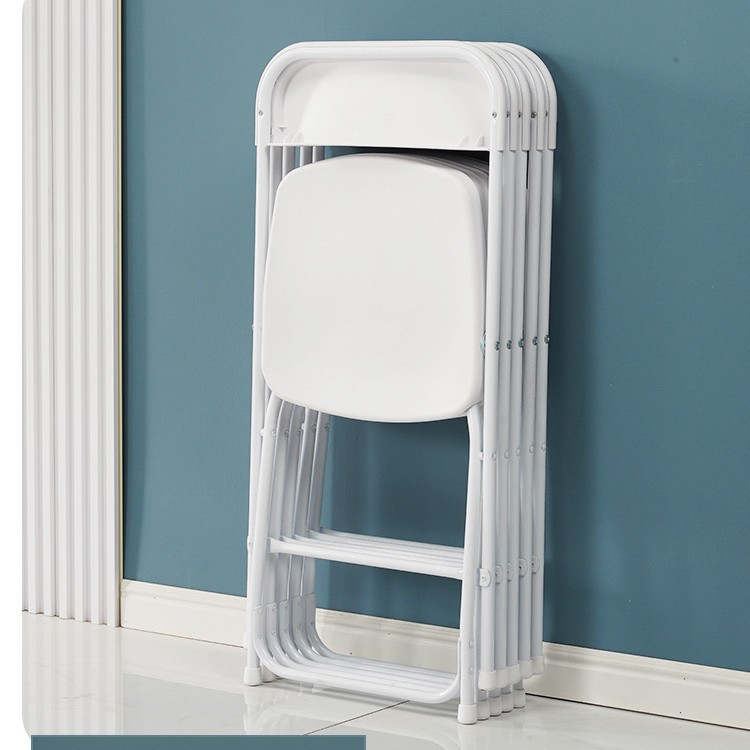 White Plastic Exhibition Folding Chair Backrest Chair Simple Knot Activity Concert Outdoor Rental Celebration Exhibition Chair