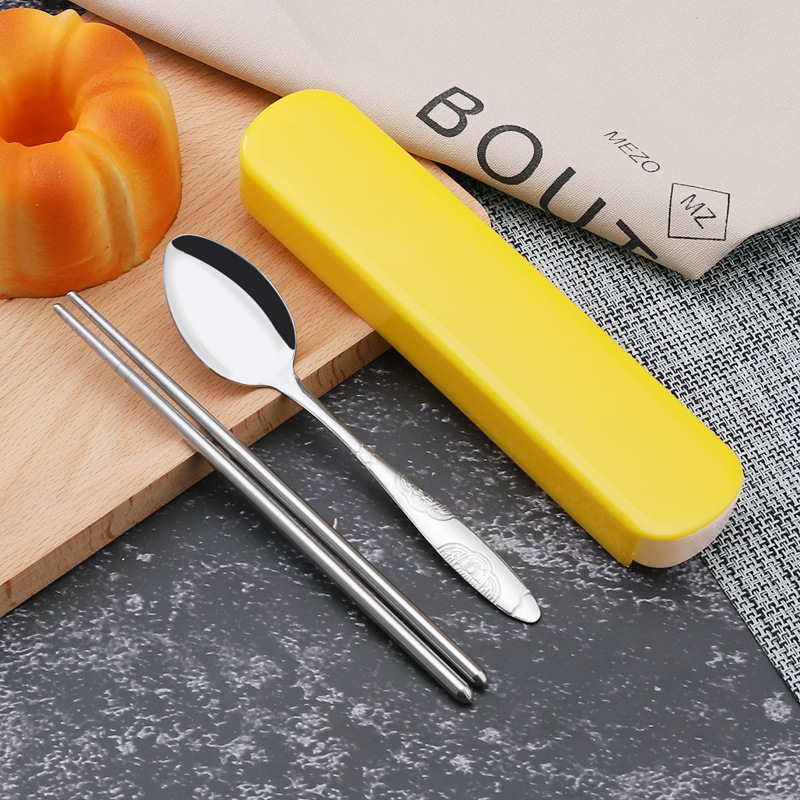 Stainless Steel Tableware Chopsticks Spoon suit Gift Activities Gift Small Gift Creative Push Small Gift Printing logo