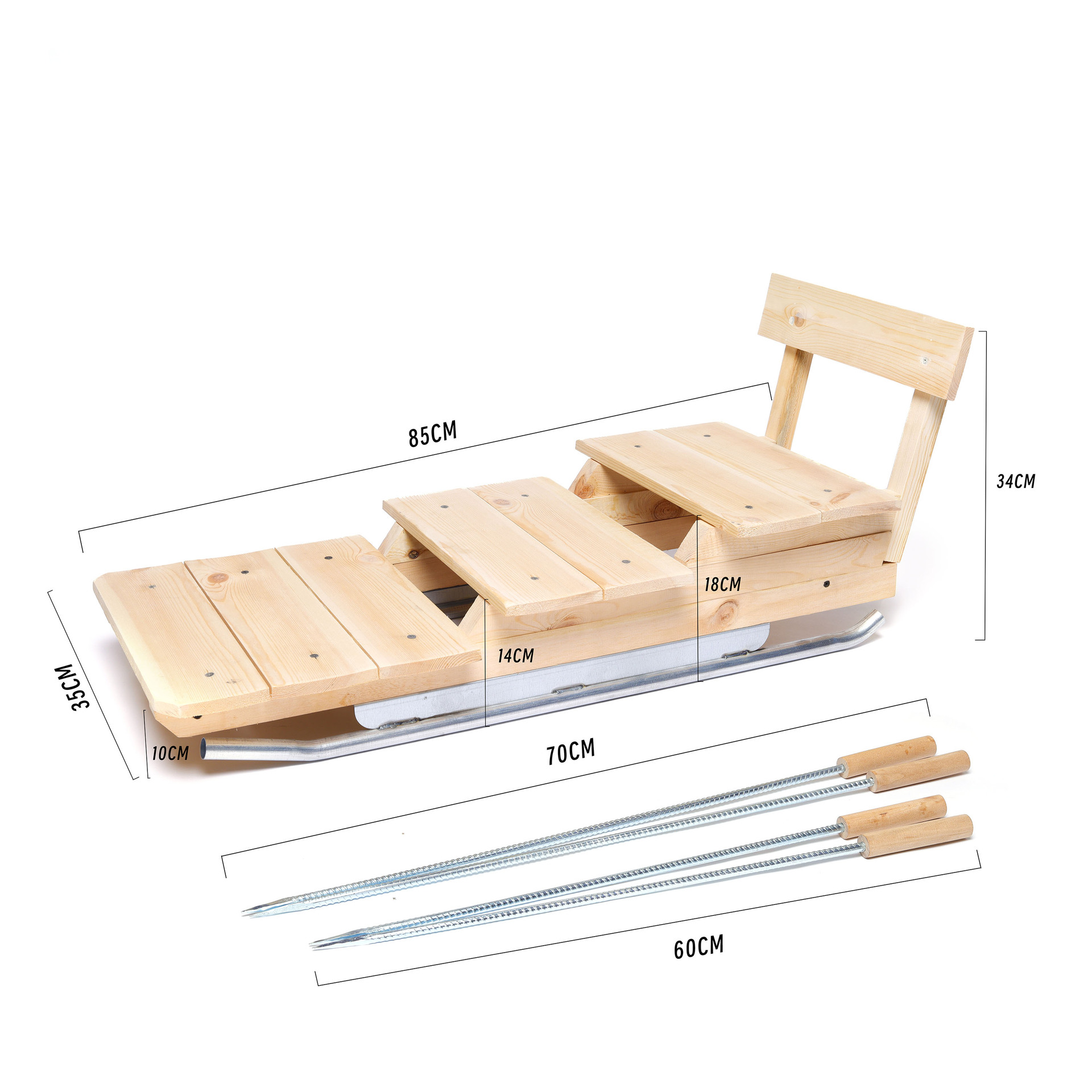 Solid Wood Ice Car Outdoor Kidsren's Skating Car Nostalgic Solid Wood Toy Skate Adult Old-fashioned Wooden Winter Ice Climbing Plow