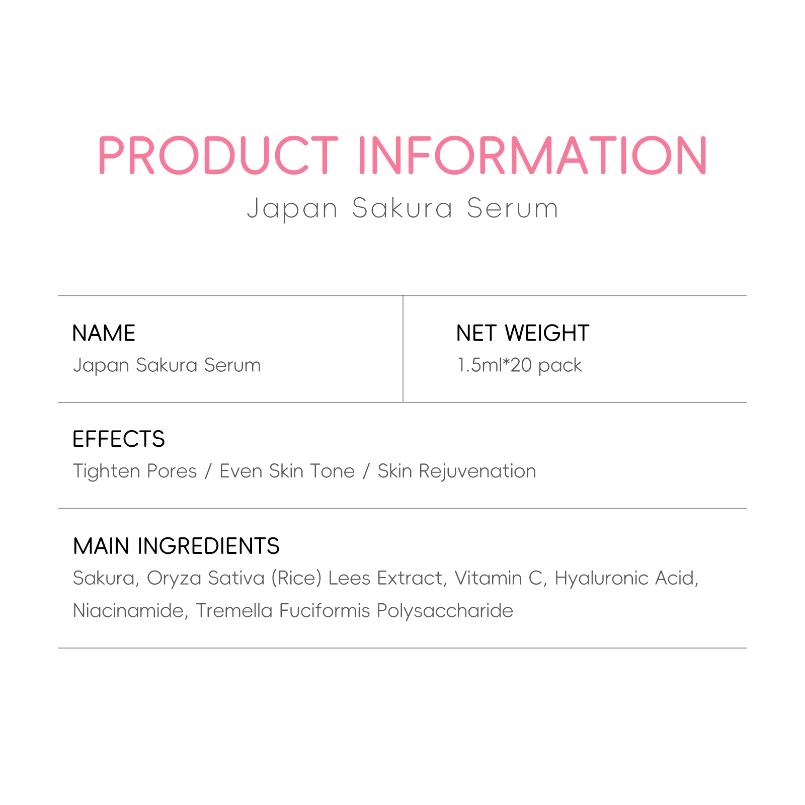 LAIKOU Cherry Blossom Essence 1 Pack 1.5ml Essence Hydrating and Moisturizing Skin Care Cross-border Supply