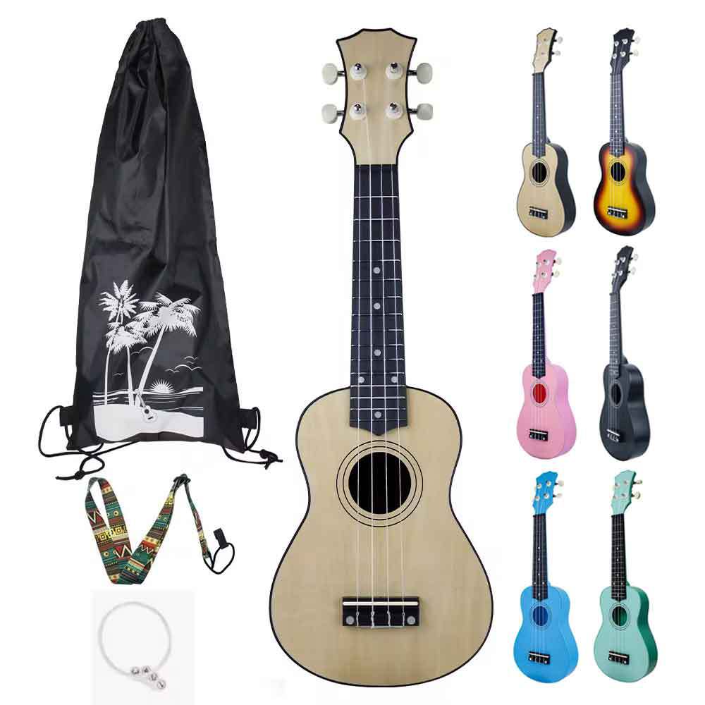 Wholesale Purchase Plastic Ukulele 21inch Basswood Strap Bag Strap Accessories Set Beginner Small Guitar