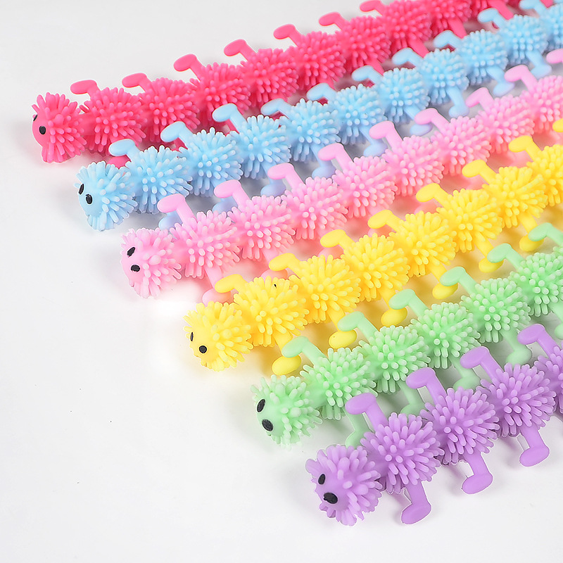 Cross-Border Hot-Selling Caterpillar Stress-Relief Noodle Rope Tpr Children's Stress-Relief Pull Rope Noodle