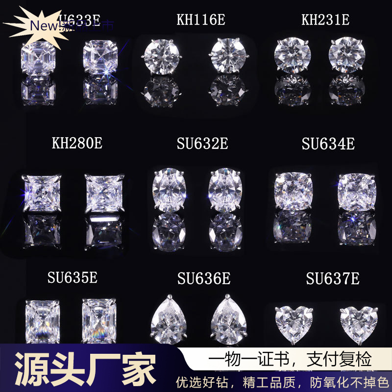 Горячая коллекция серьги с когтями орла с культивированными бриллиантами s925 стерлинговое серебро позолоченные серьги с четырьмя когтями 0.5/1/карат