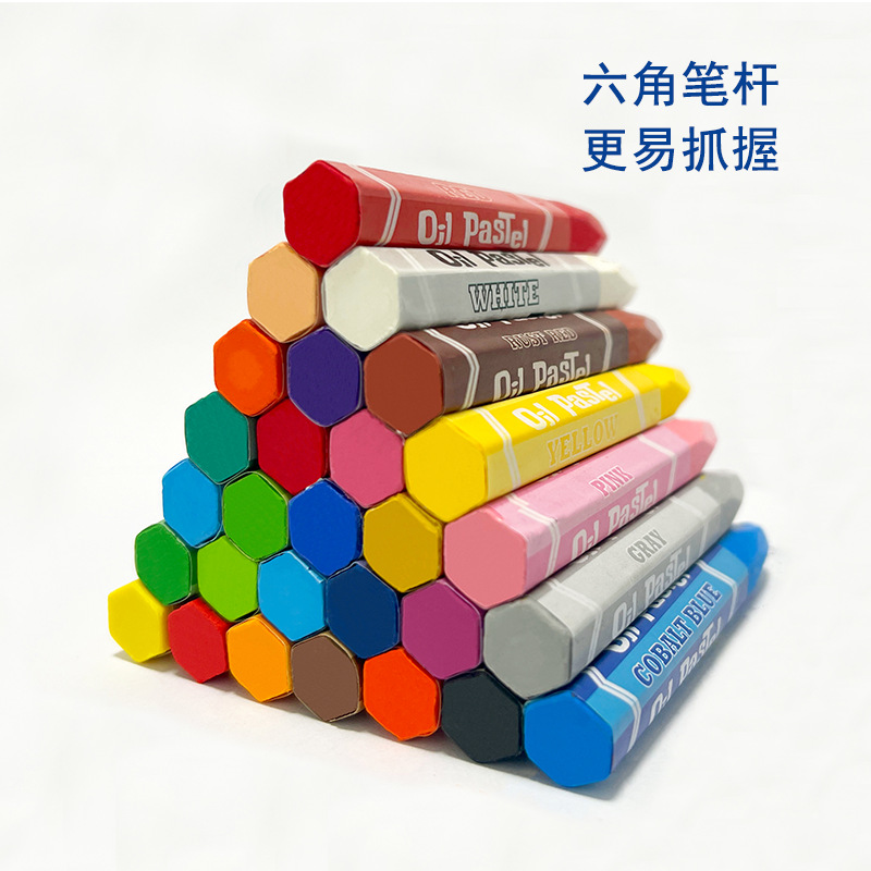 Bulk hexagonal oil painting stick monochrome children's kindergarten art institution heavy color oily crayon painting factory wholesale