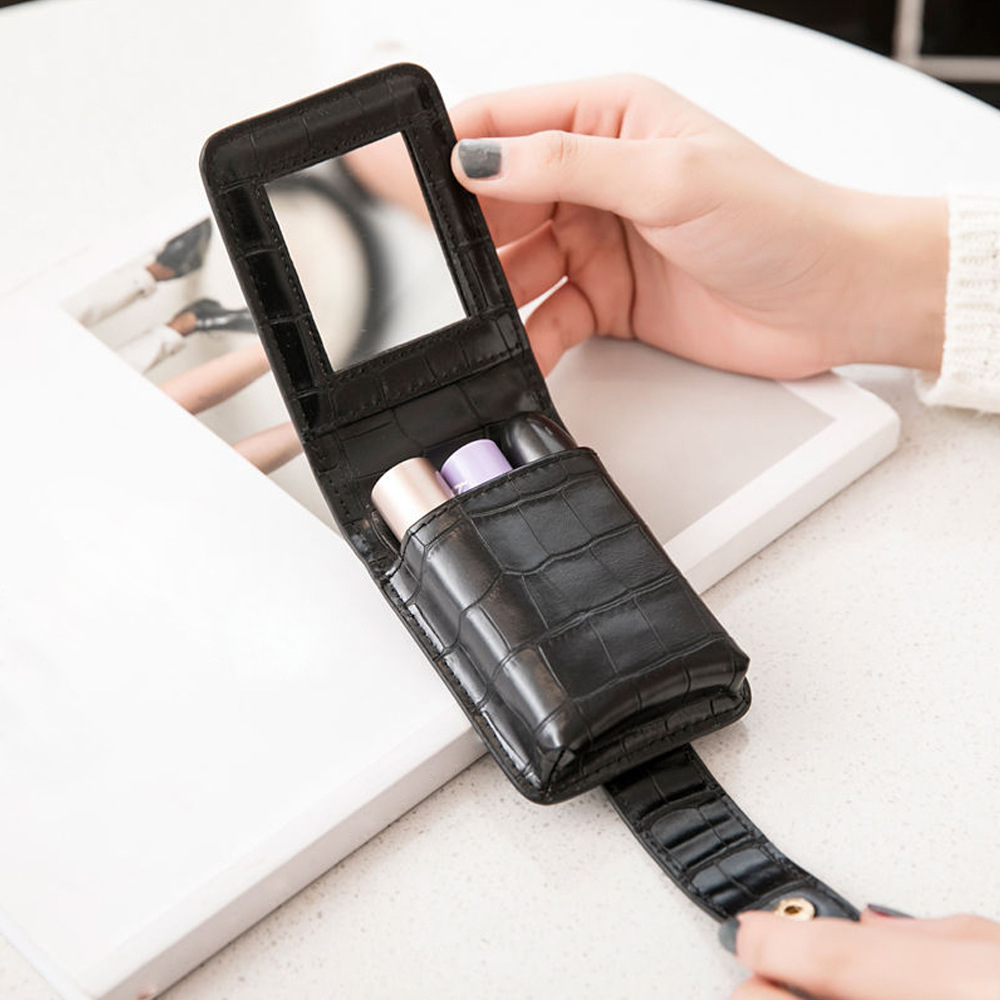 Hongfei Fashion Portable Cosmetic Bag Women's Creative Lipstick Makeup Bag Mini Storage Bag with Mirror