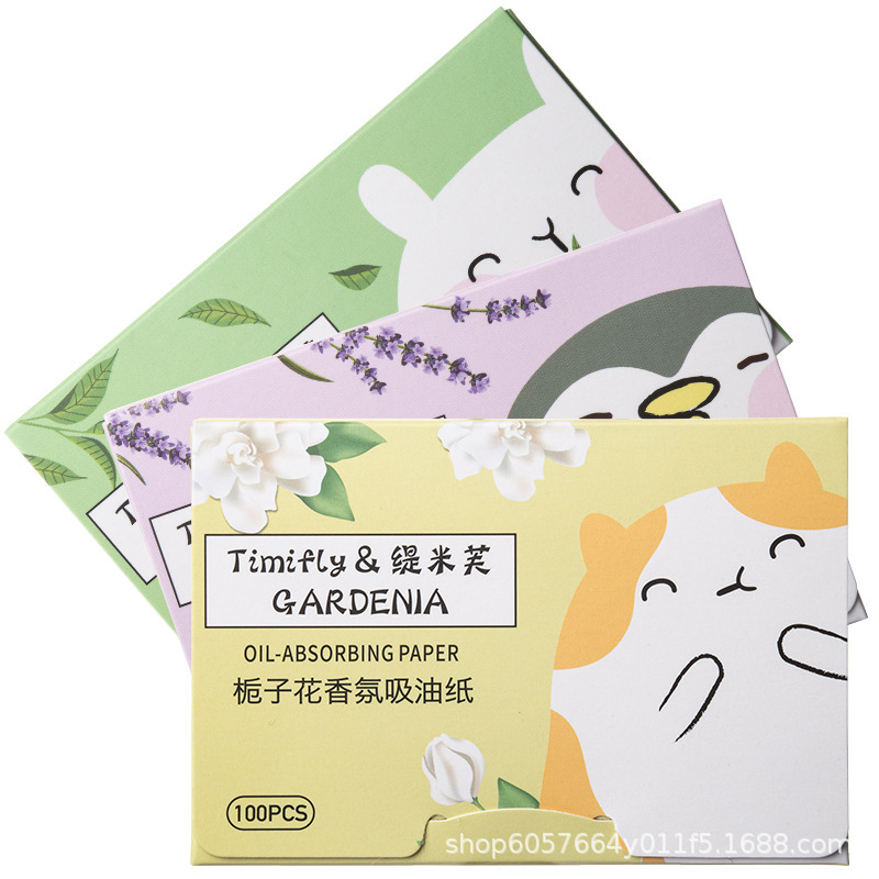 Tiimif Facial Oil-Absorbing Paper Facial Oil-Absorbing Oil-Control Oil-Absorbing Facial Paper 100 Pieces Fragrance Portable Removable Box