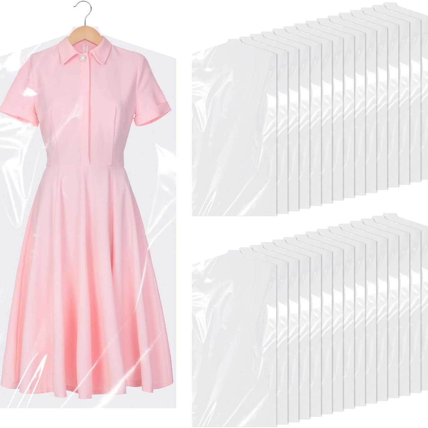 Pe Clothes Dust Cover Dry Cleaning Shop Disposable Coat Dust Bag Coat Cover Hanging Household Thickeneded Transparent Dress