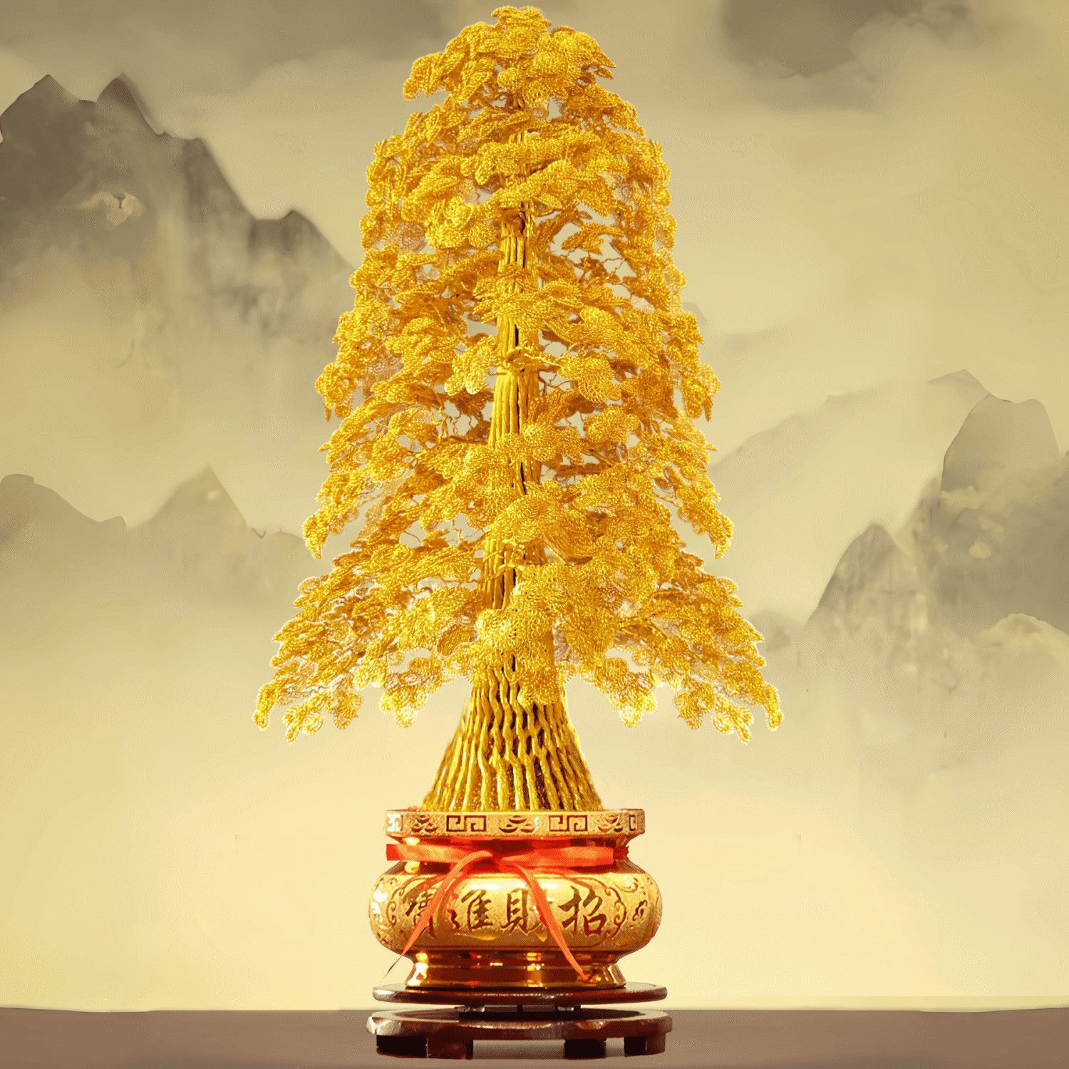 Hotel Villa Floor-Standing Ornaments Money Tree Housewarming Opening Aluminum Wire Handmade Living Room Crafts Money Tree Gift