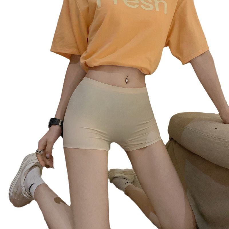 Summer Mid-waist Safety Pants Belly-closed Breathable Boxers Ice Silk Seamless Underwear Anti-light Leggings Women's Boxers