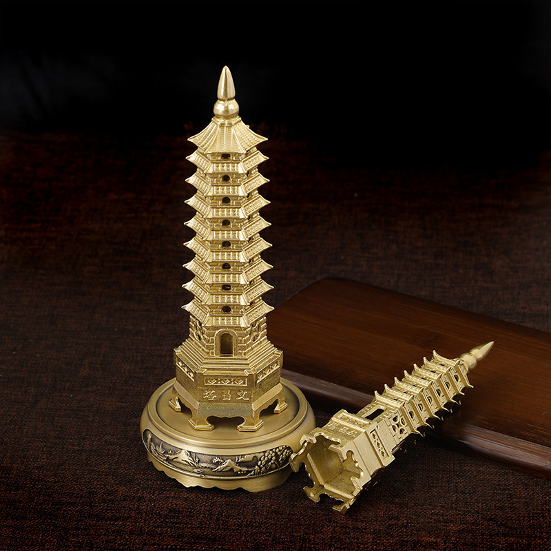 Wenchang Tower Ornaments Real Layer Pure Copper 13-storey Office 9-storey Crafts Decorative Desktop Desk