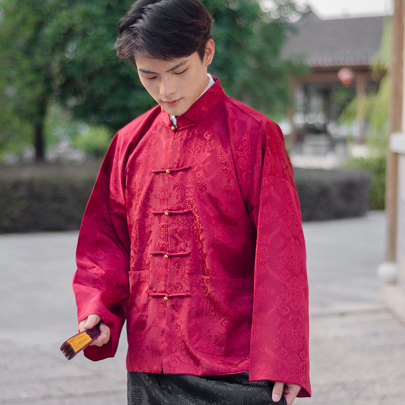 Qing Dynasty salt merchant shopkeeper ancient costume landlord clothing master coat Republic of China young master Chinese style stand collar Tang costume costume