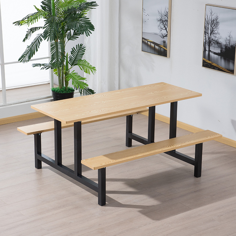 Stainless steel dining table staff restaurant conjoined table and chair dining hall fast food table and chair school student canteen dining table and chair combination
