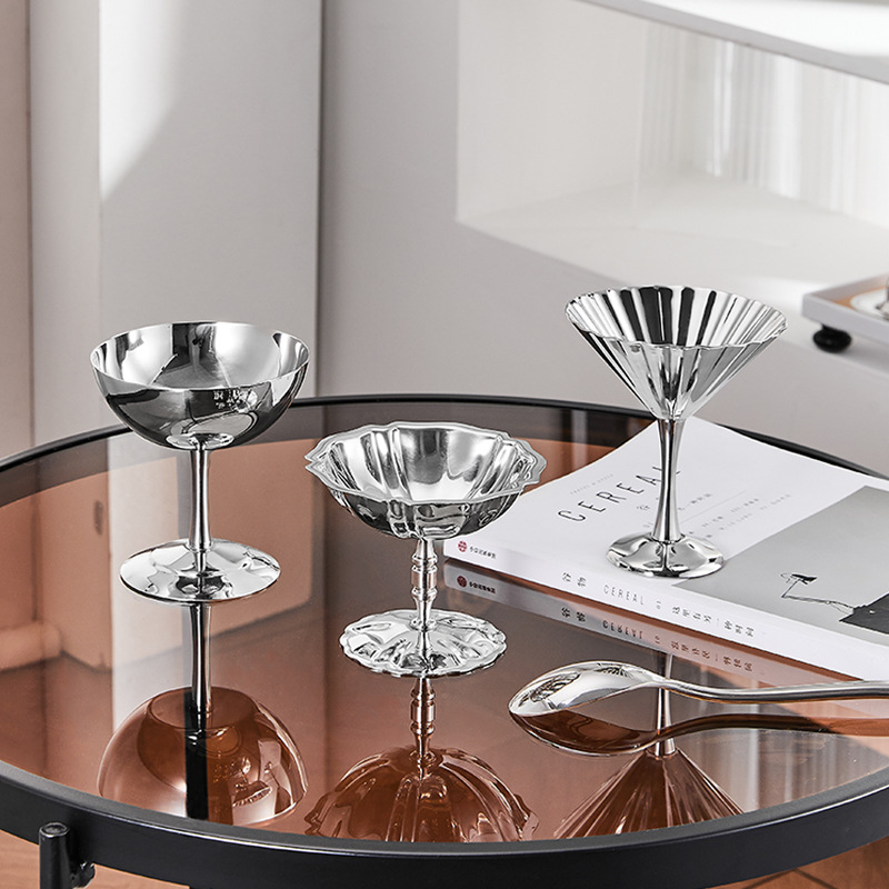 Factory Direct Sales Ins Stainless Steel Ice Cream Cup Tall and Short Ice Cream Cup Dessert Cup Red Wine Cup Cocktail Cup