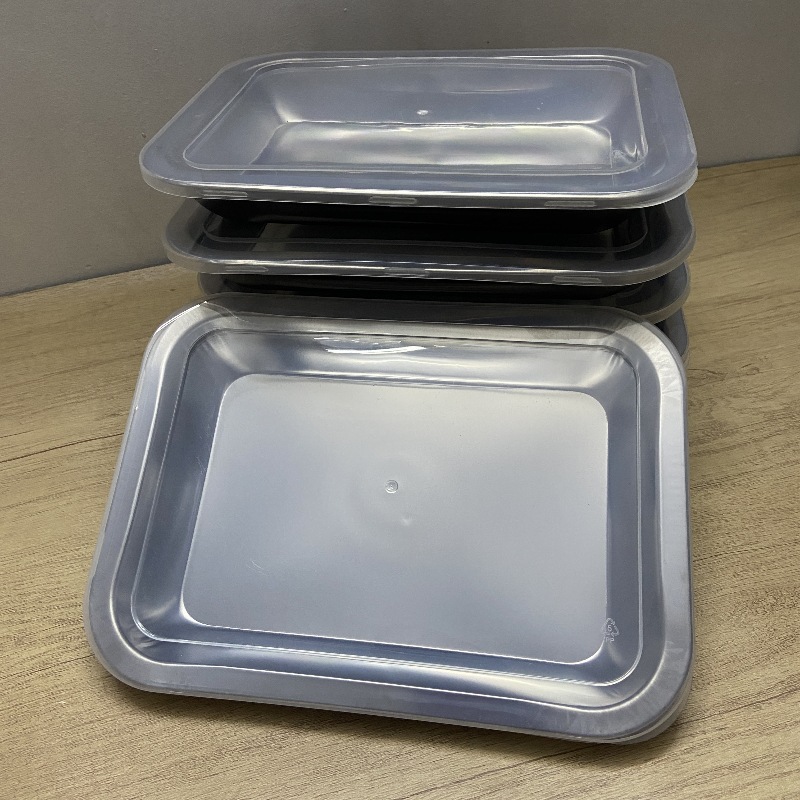 410 Stainless Steel Towel Tray with Lid, Dust-Proof Pickled Vegetable Tray, Duck Neck Tray, Dinner Tray, Square Flats Bottom Tray, Cold Dish Tray, Square Tray