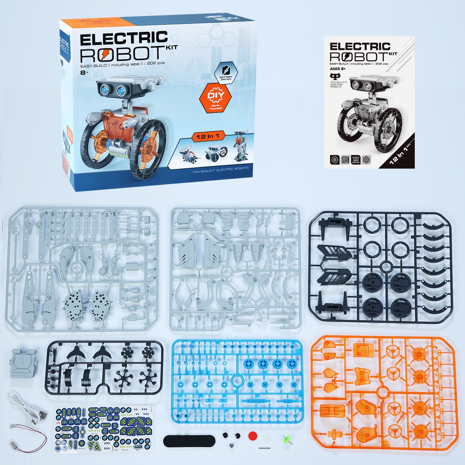 Cross-Border Children's Educational DIY Self-Assembled Solar-Powered Electric Building Block Toy Car 12-in-1 Robot Wholesale