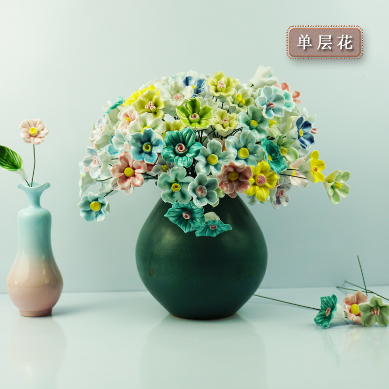 Ceramic Flowers Jingdezhen High-Temperature Florals Handmade Artificial Flowers Eternal Flowers Decorations Creative Gifts