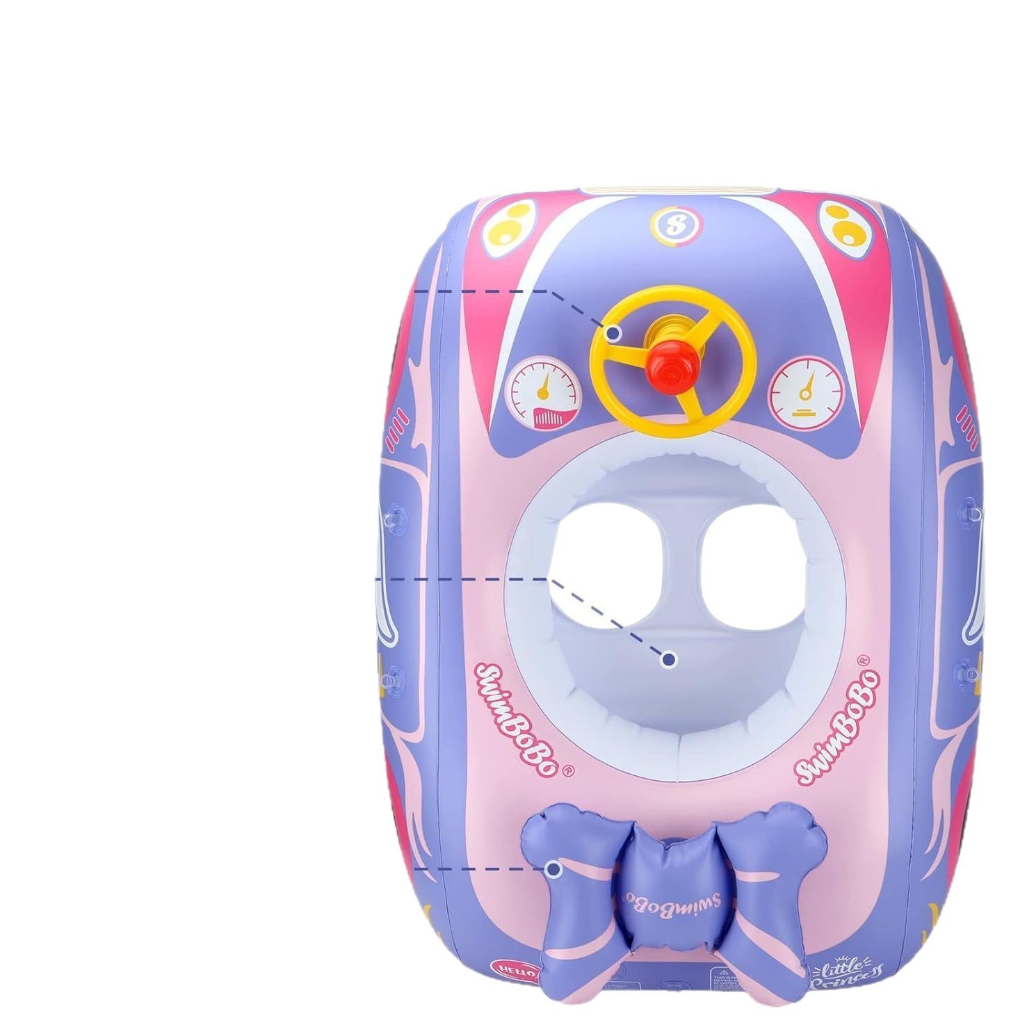 3 Colors of Children's Inflatable Swimming Rings, Car-Shaped Seat Rings, Outdoor Sun Protection and Shading, Removable and Thickened Seat Rings