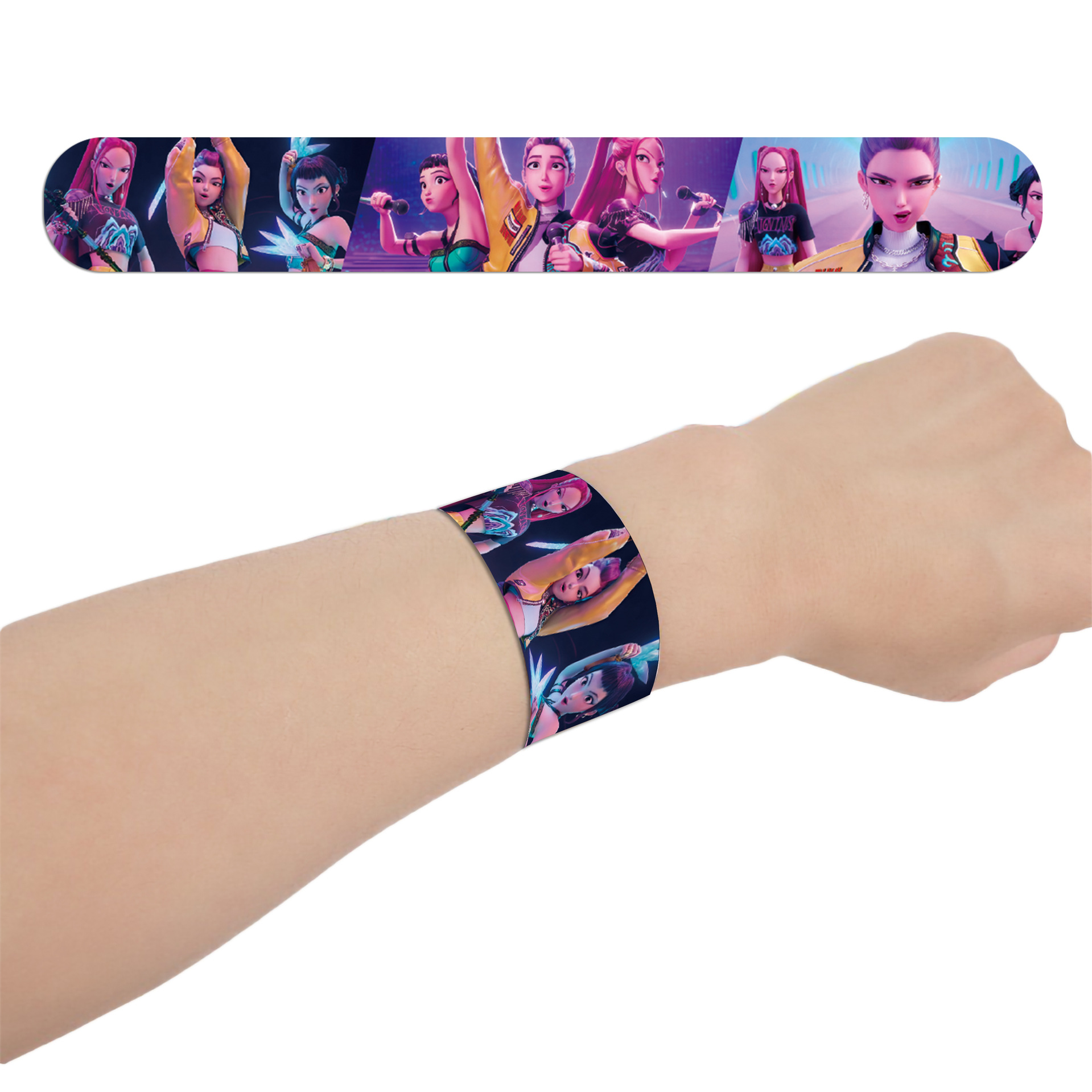 Kpop Hunter Girl Group Snap Ring Neon Children's Environmentally Friendly Bracelet Wristband Kda Party Gift Snap Ring