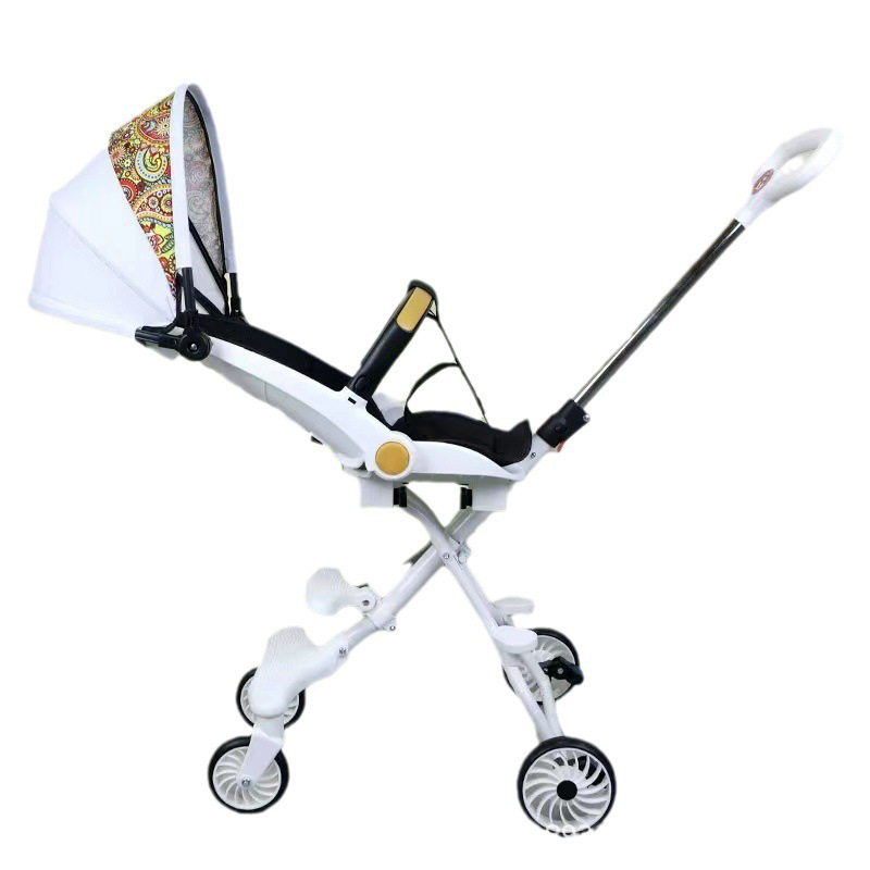 New walking baby trolley lightweight folding baby high landscape walking baby can sit and lie baby four-wheel two-way stroller