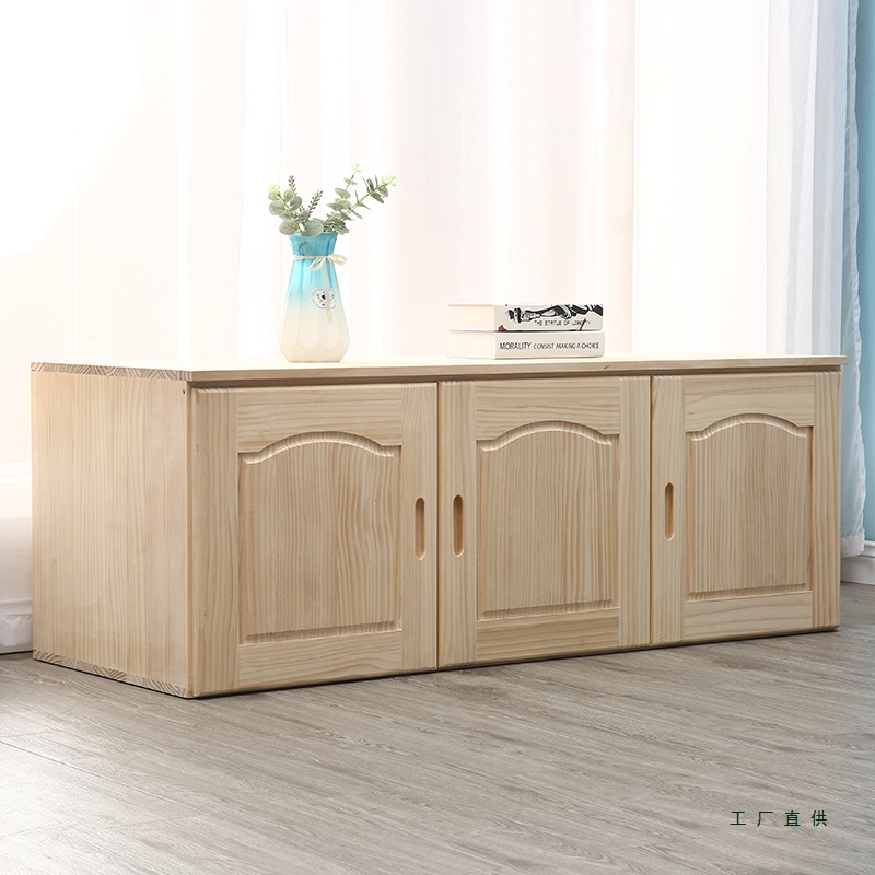 Custom Simple Solid Wood Wardrobe Top Cabinet, Solid Wood Hanging Cabinet, Bay Window Cabinet, Top Box Cabinet, Elevated Storage Cabinet with 2 Doors, 3 Doors, 4 Doors