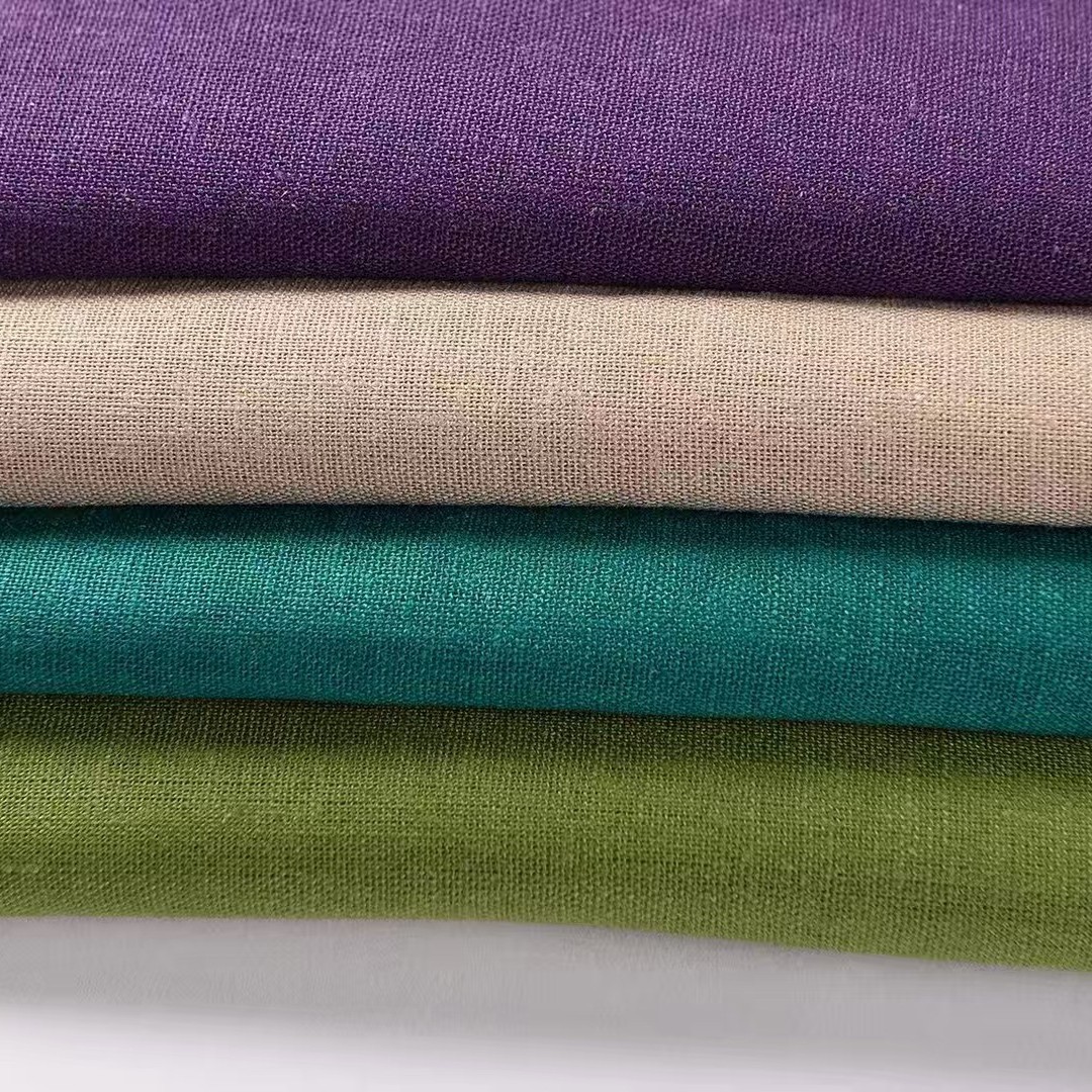 Linen Fabric 10 Count Linen Sticky Plain Woven Fabric Linen Rayon Interwoven Fabric Shirt Jacket Fabric