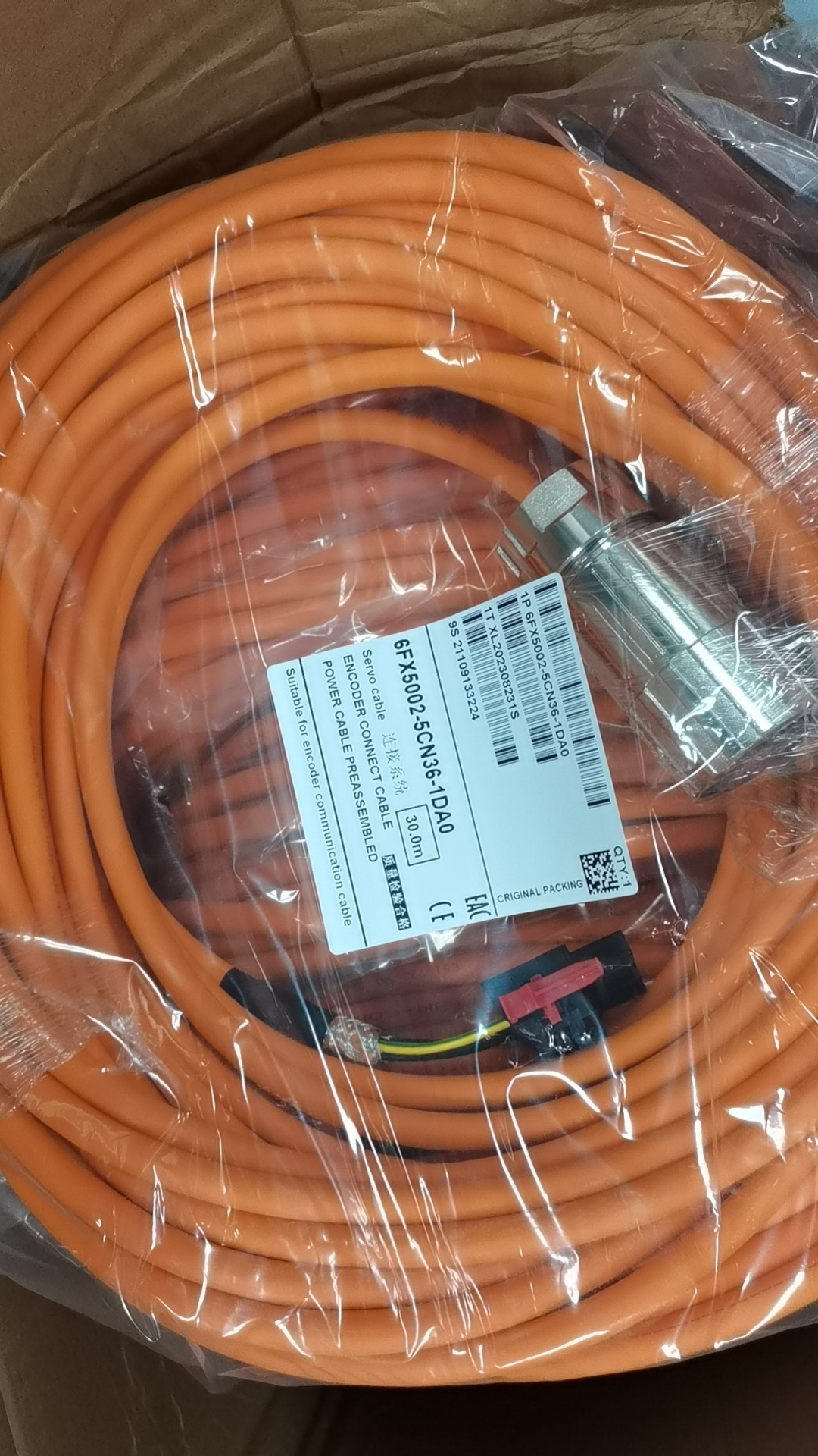 6Fx3002-5Cl12-1Ba0 Siemens Power Cable with Connector for 1.5~7 Kw Motor in Stock