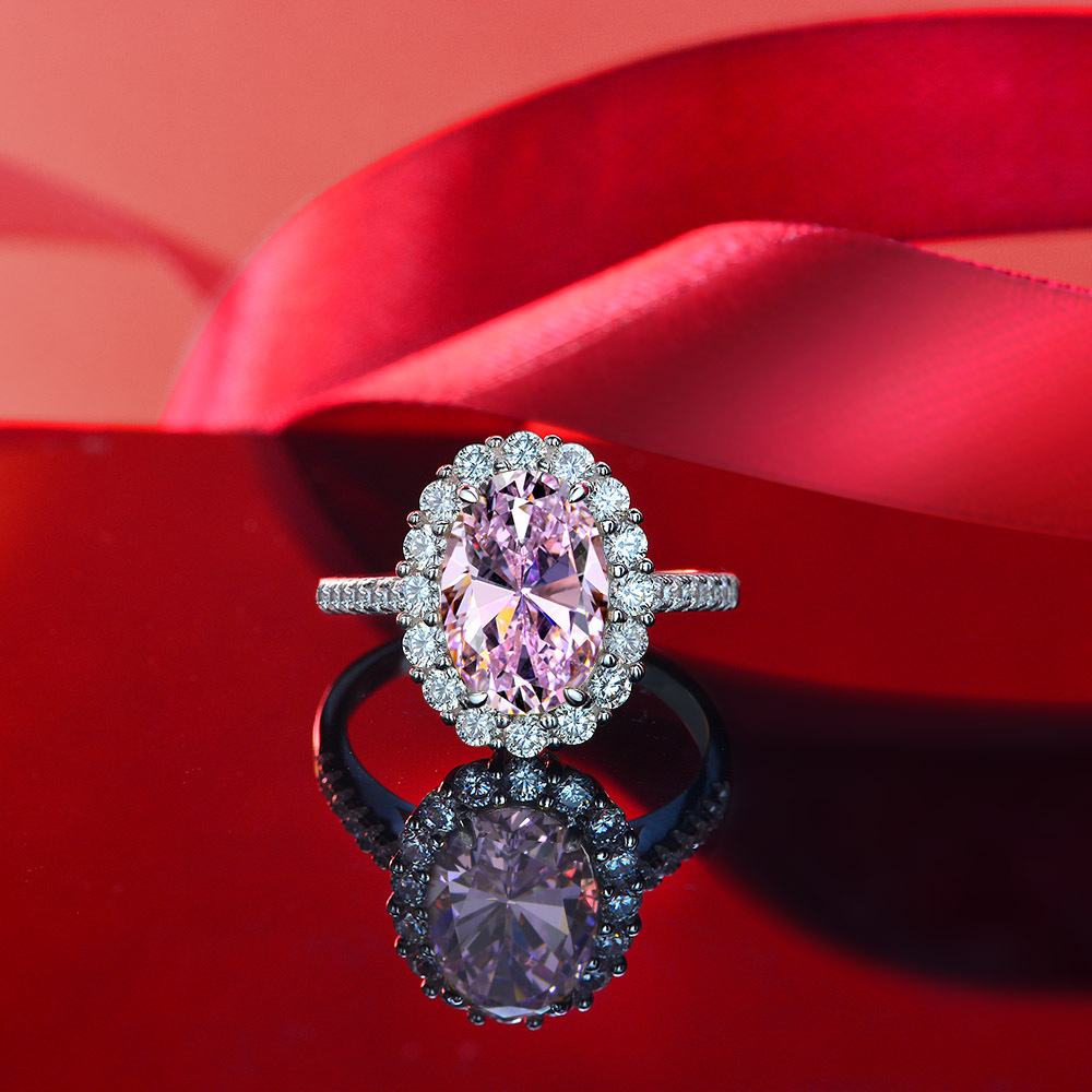 Shipei Jewelry Europe and America s925 Silver 3 Karat Pigeon Egg 8*12 High Carbon Diamond Ring Luxury Banquet Wedding Diamond Ring