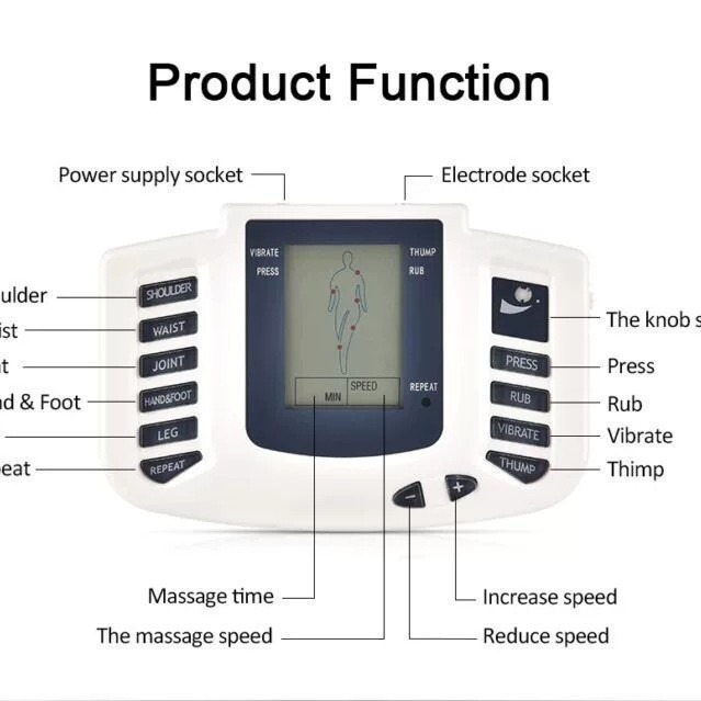 Cross-Border E-Commerce Jr309A English/Russian Massager Physiotherapy Device with 8 Patches, No Slippers, Travel-Friendly and Portable