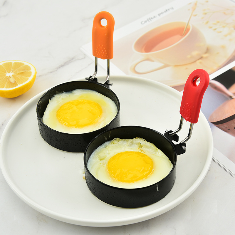 430 stainless steel round omelette silicone sleeve handle egg ring omelette model pancake mold omelette ring