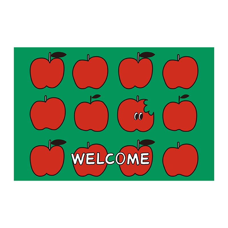 New Year's Red Apple Entrance Floor Mat Wire Ring Non-Slip Foot Mat Blanket Entrance Door Mat Entrance Door Can Be Cut Outside the Door