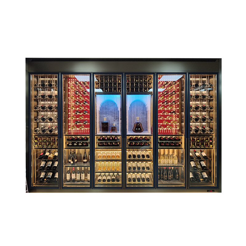 New Light Luxury Stainless Steel Constant Temperature Smart Wine Cabinet Display Cabinet Wall-Mounted Living Room Wine Rack Glass Door White Wine Cabinet