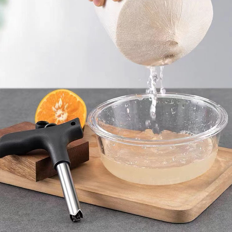 Factory wholesale stainless steel coconut opener coconut drilling lid opener coconut green shell opener household coconut opener tool