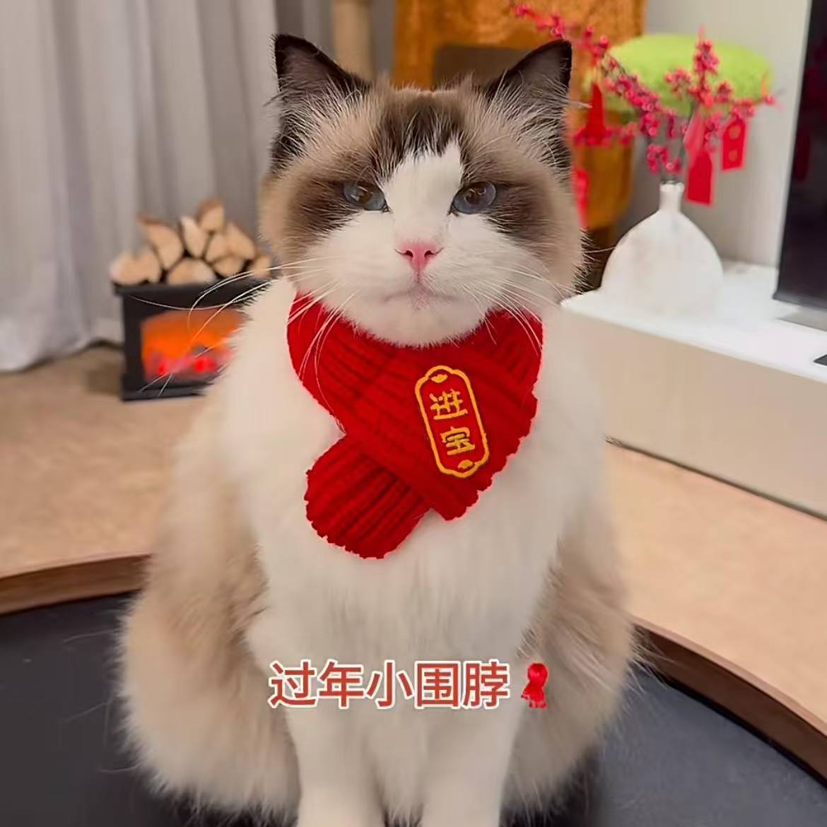 Cat and Dog Scarf New Year Pet Accessories Decorative Scarf Red Cute Wool Warm Knitted Puppy Festive