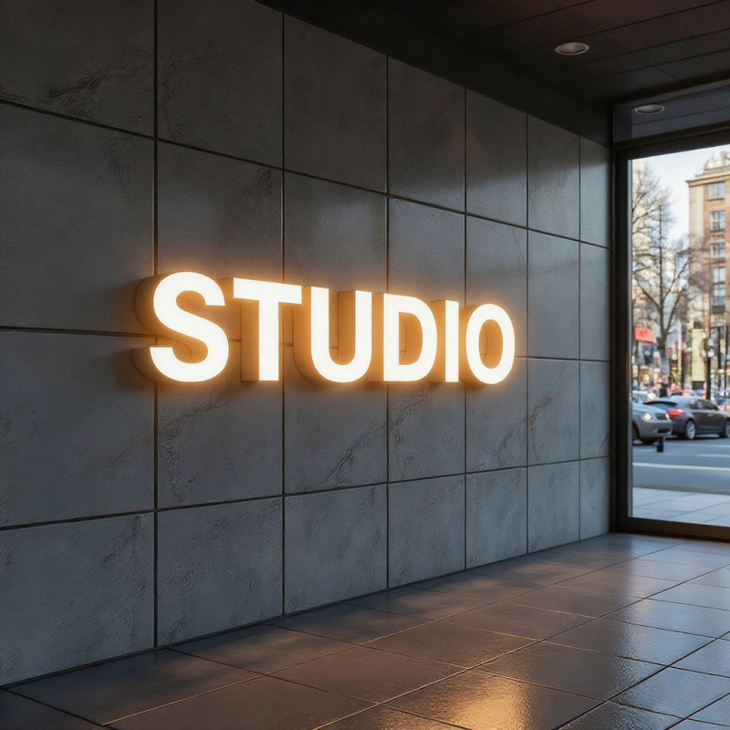 Outdoor Door Billboard Acrylic Letters Resin Stainless Steel Door Sign Outdoor Neon Light Three-Dimensional Luminous Letters