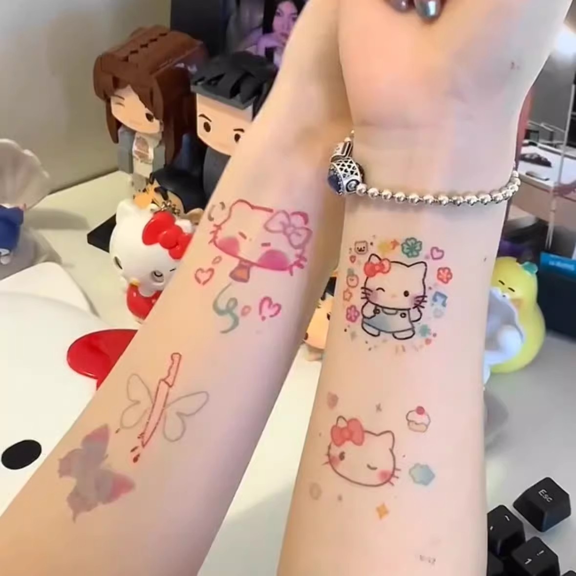 Colorful Kitty Cat Tattoo Waterproof Washable Non-Toxic Girl Lasting Cartoon Cute Sticker Figure Skin Nice