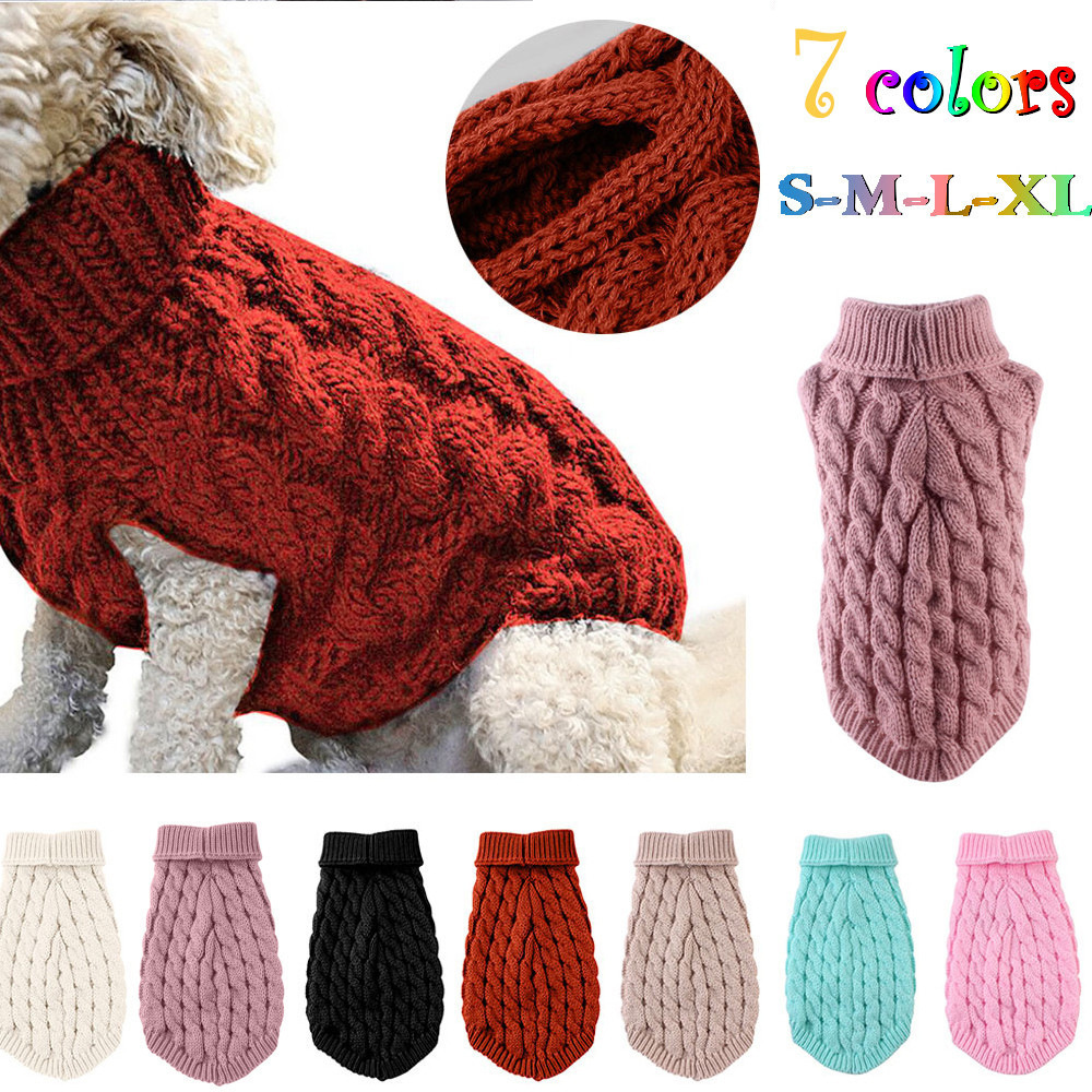 Pet Dog Sweater Fashion Trendy Autumn and Winter New Pet Clothes Solid Color Cable Knit Warm Comfortable Cross-Border