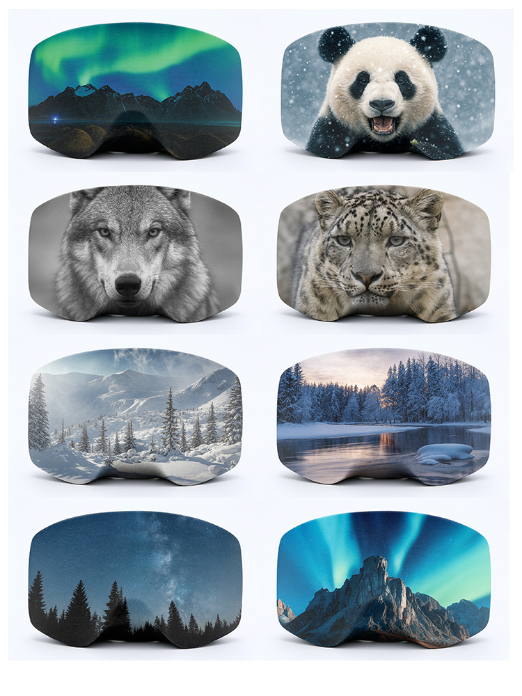 Amazon Ski Goggles Protective Cover Dust-Proof Portable Storage Snow Mountain Printed Lens Anti-Scratch Snow Goggles Protective Cover