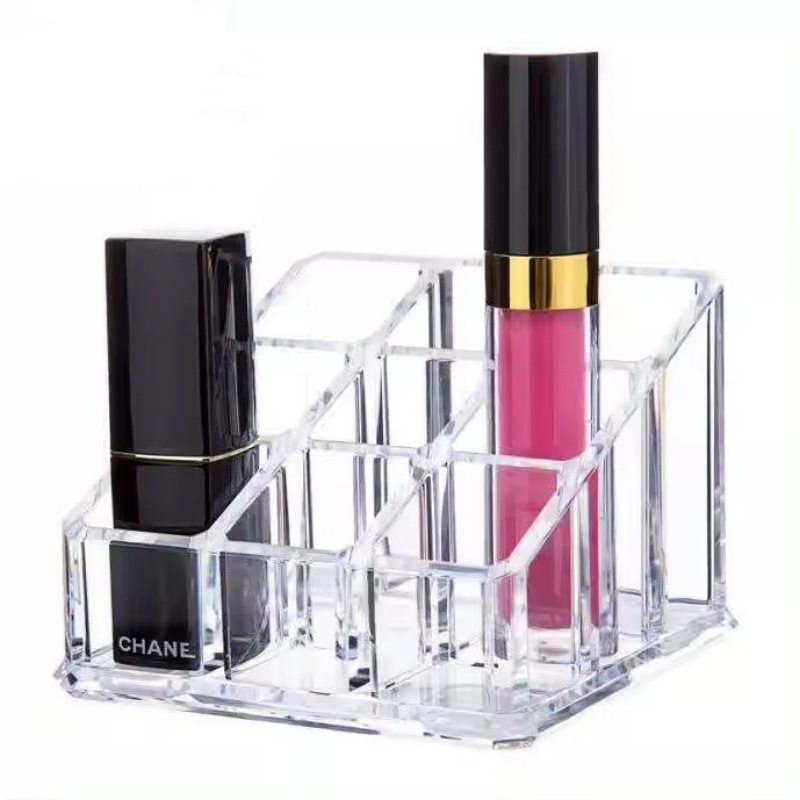 Ящик для хранения помады на 9 ячеек, прозрачный акриловый органайзер для блеска на столе