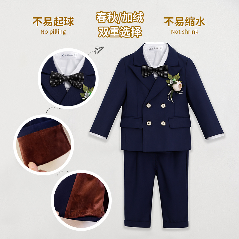 Children's Dress Autumn and Winter New Solid Color Small Suit Boys' Flower Girls Wedding Host One Year Old Photography Dress