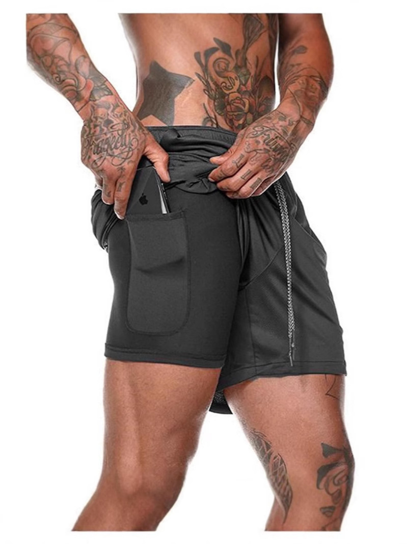 New Sports Shorts Men's Summer Running Training Quick-Drying Double-Layer Shorts Camouflage Training Fitness Pants Cross-Border Supply