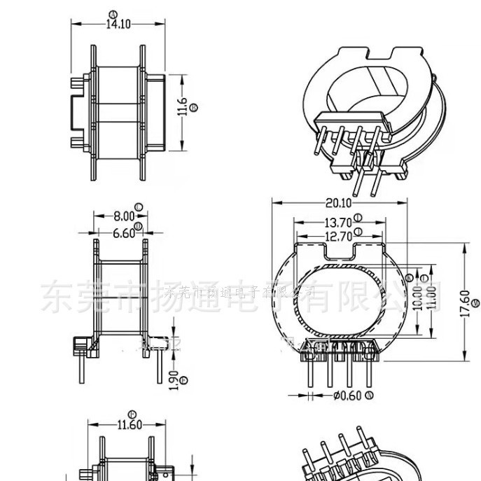 Atq23 Bakelite Skeleton Transformer Skeleton Horizontal 4+2 Flat Pin