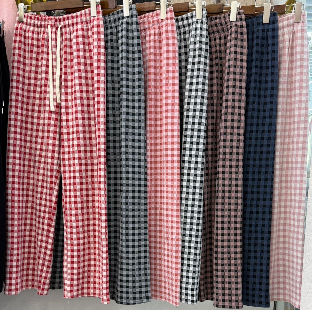 Прямые брюки для женщин из немецкого велюра с щеткой, в клетку, стиль лени, с высокой талией, широкие брюки для сна, осень и зима